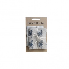 Recycled Honey Bee Print Tea Towel Pack in Prussian Blue by Raine & Humble